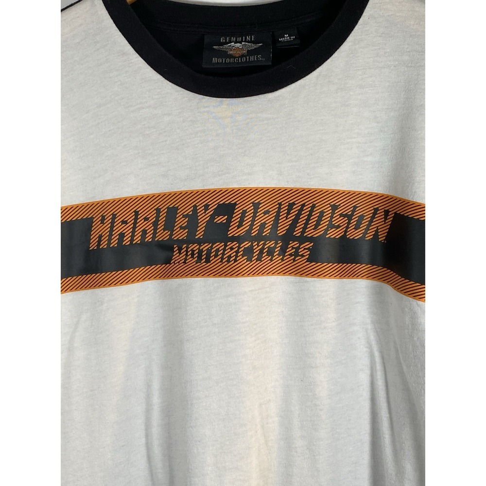 Harley-Davidson Long Sleeve T-Shirt Men's Size Medium Black, White, Orange. - Picture 3 of 6